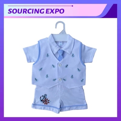 Ensemble de vêtements pour bébé 3 en 1 avec cravate et broderie