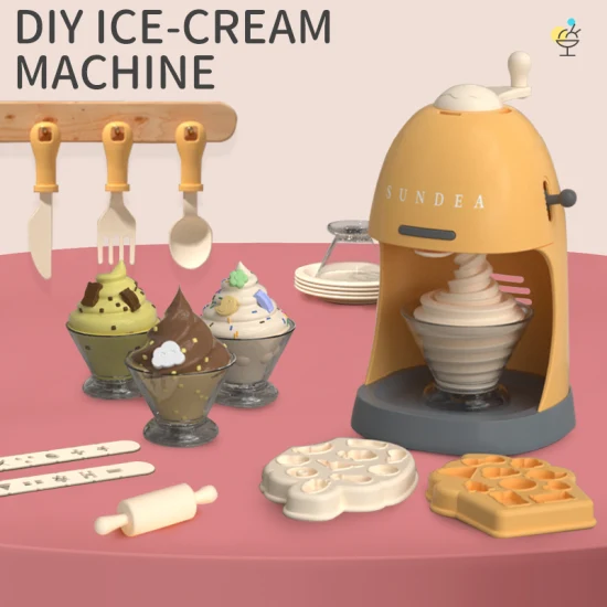 Machine à crème glacée à faire soi-même, ensemble de boue colorée, jouets créatifs en argile sèche à l'air pour enfants, accessoires d'outils riches, pâte à modeler éducative, jouet Color Clay
