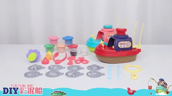 Argile à modeler douce pour enfants, couleurs séchées à l'air, avec outils, bateau de pêche, cadeaux pour enfants de 3 ans
